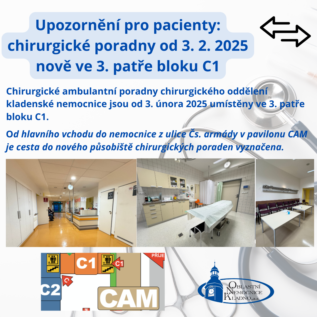 upozornění pro pacienty přesun chirurgických poraden