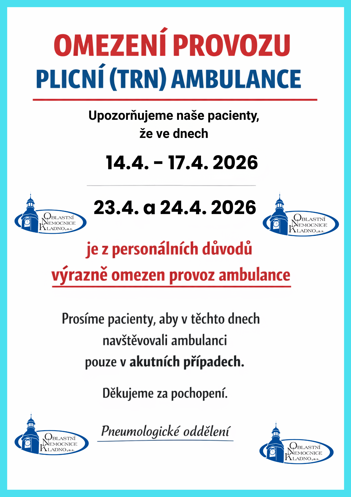 plicní ambulance omezení provozu 2