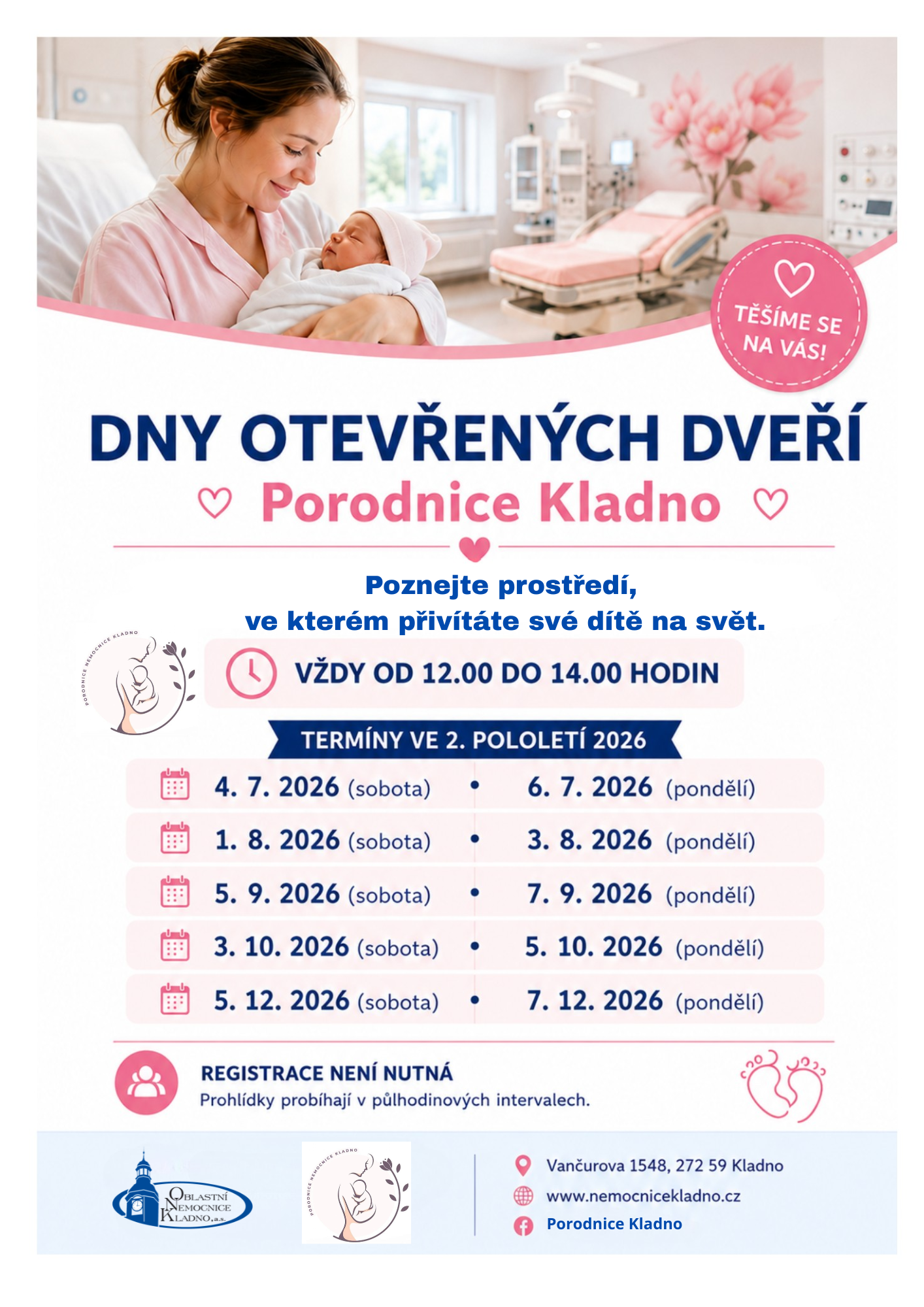porodnice dny otevřených dveří 2. pololetí 2026