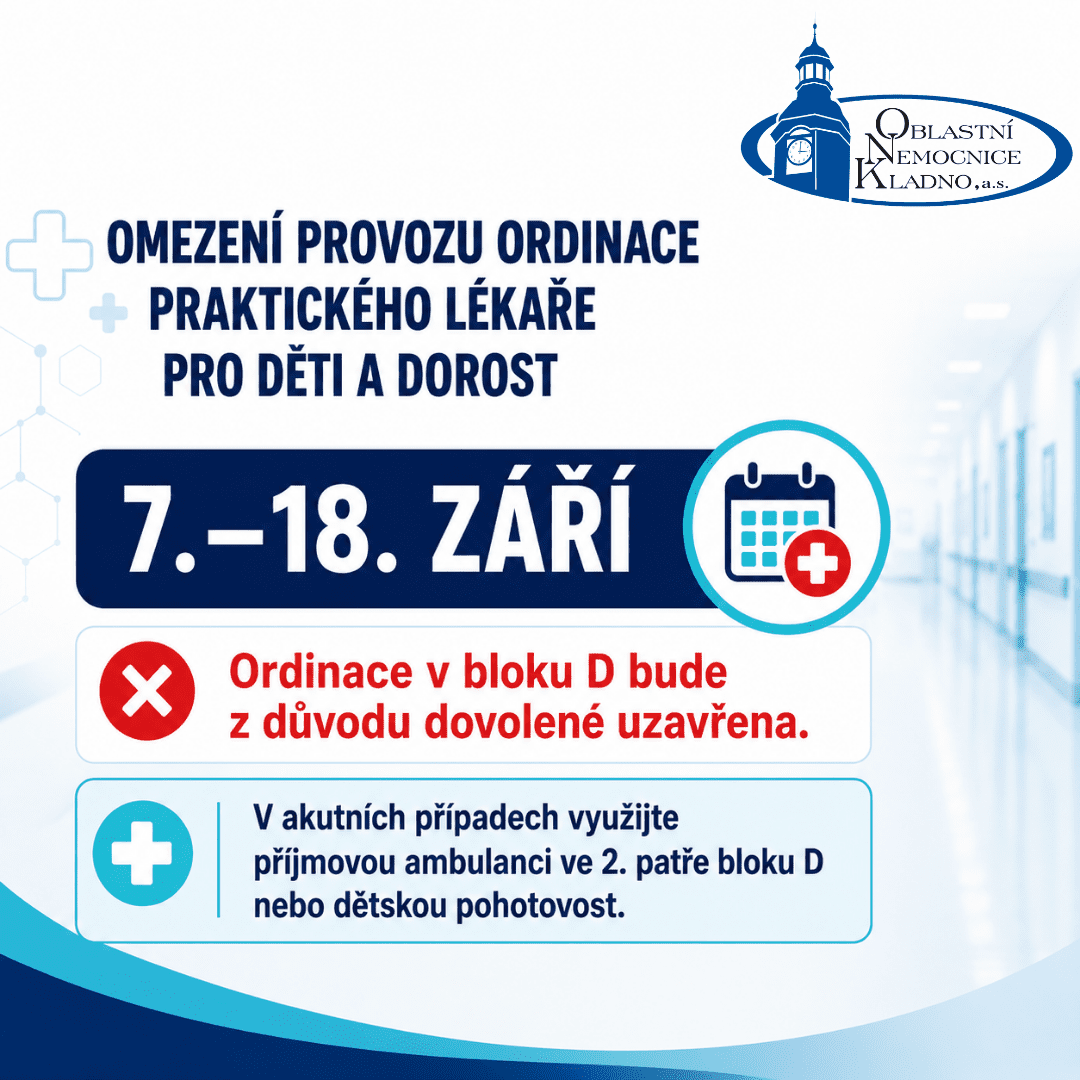 Omezení provozu ordinace praktického lékaře pro děti a dorost - dovolená od 7. 9. do 18. 9. 2026